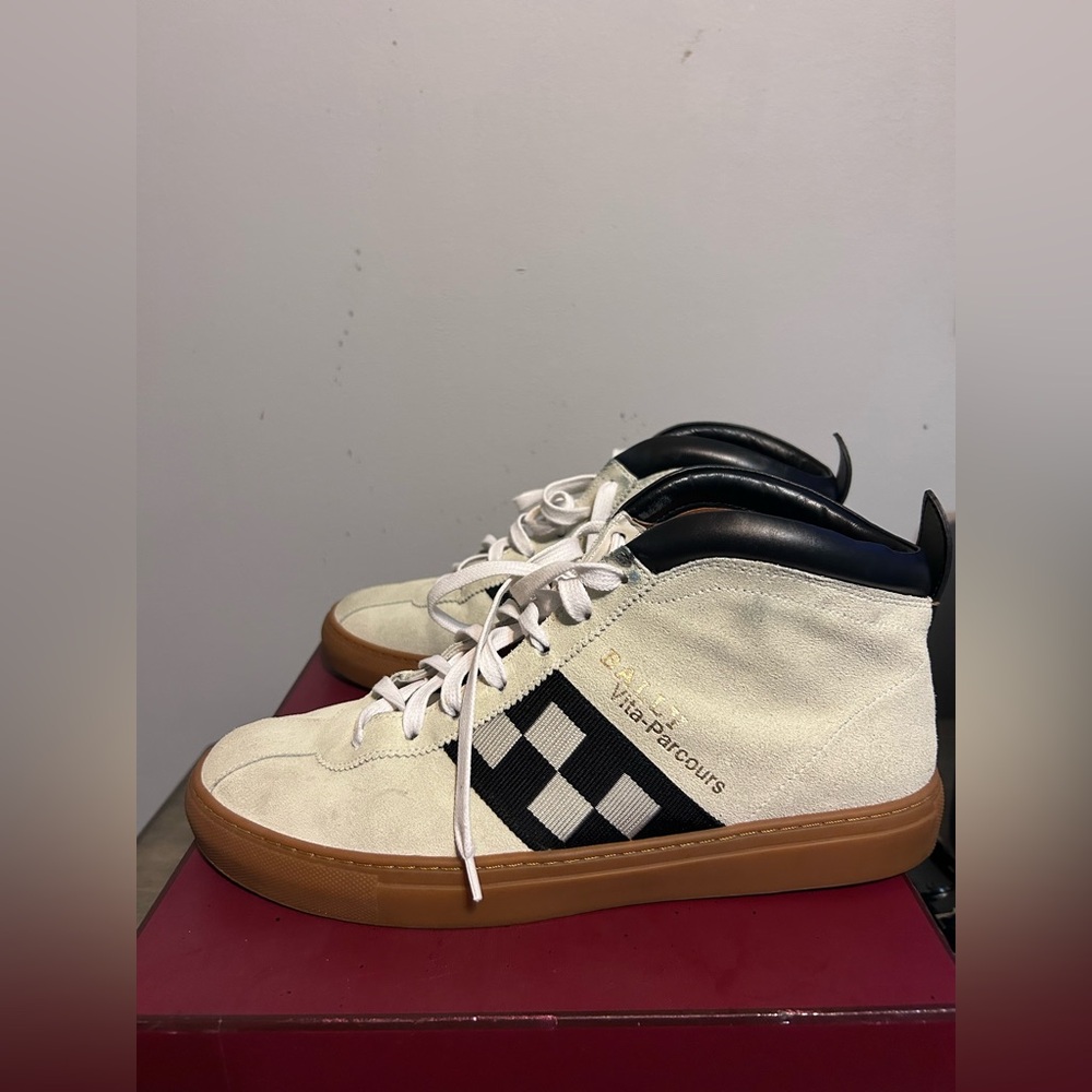 Men’s Bally Vita Parcours 07 White Suede High Tops Sneakers - 9M